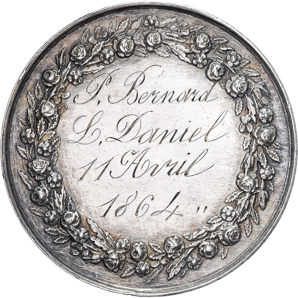Francja, medal, 1864, Srebro, Montagny, Mariage, AU(55-58)