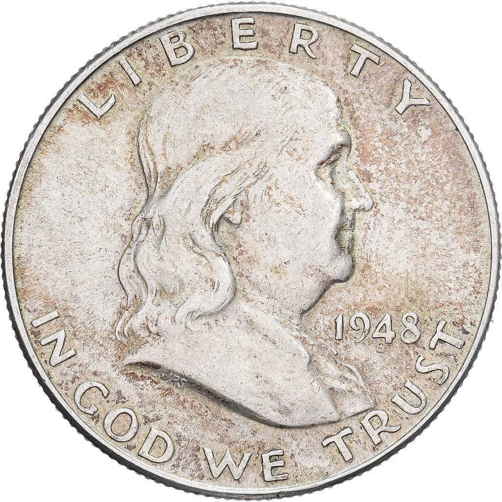 Stati Uniti, Half Dollar, Franklin, 1948, Denver, Argento, BB
