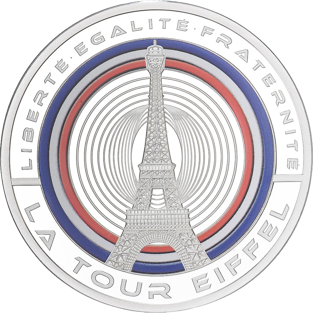 França, medalha, Les Fleurons Français, La Tour Eiffel, Prata, MS(65-70)