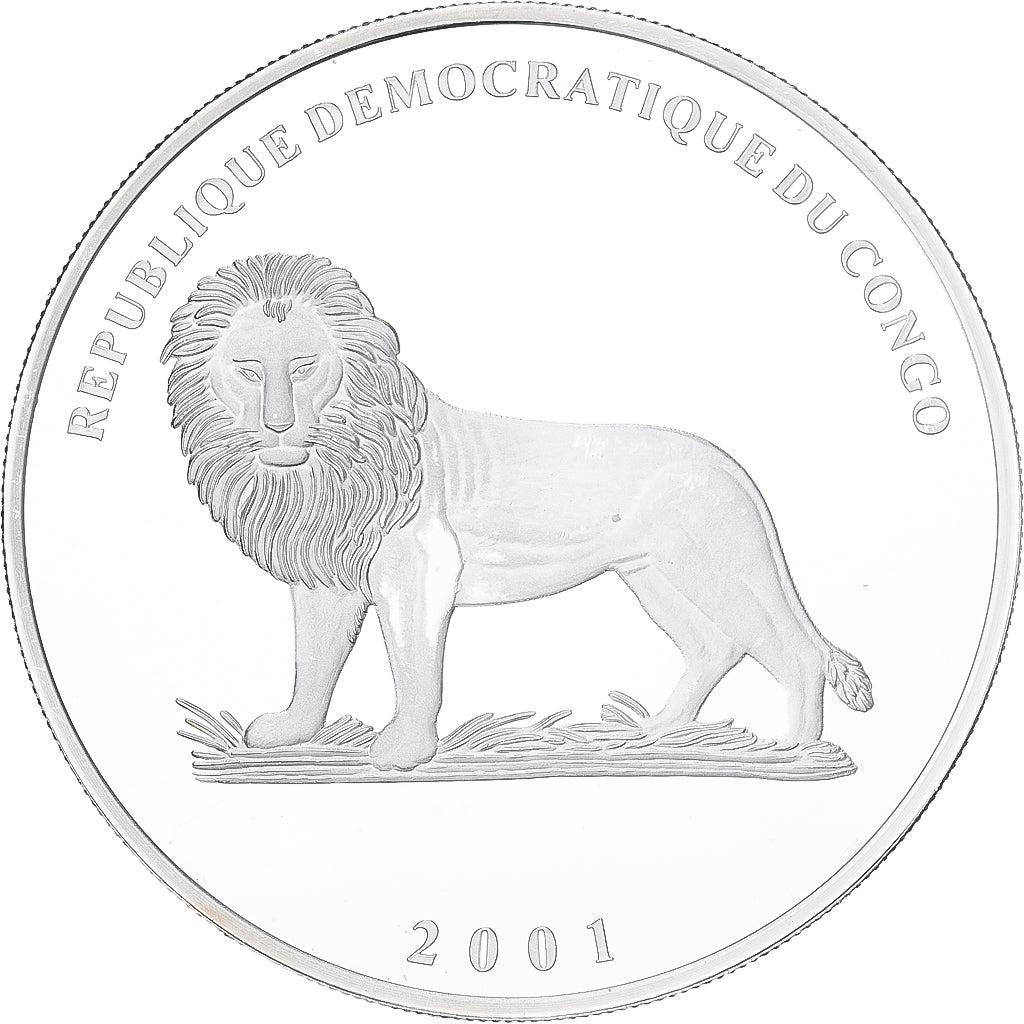 República Democrática do Congo, 10 Francs, 2001, Santa Maria, Prata, MS(64)
