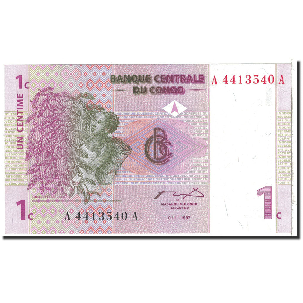 Banknote, Congo Democratic Republic, 1 Centime, 1977, 1997-11-01, KM:80a