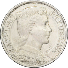 Latvia, 5 Lati, 1929, Silver, AU(50-53), KM:9