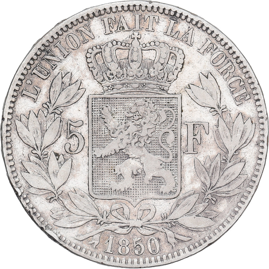 Belgium, Leopold I, 5 Francs, 5 Frank, 1850, Silver, EF(40-45), KM:17