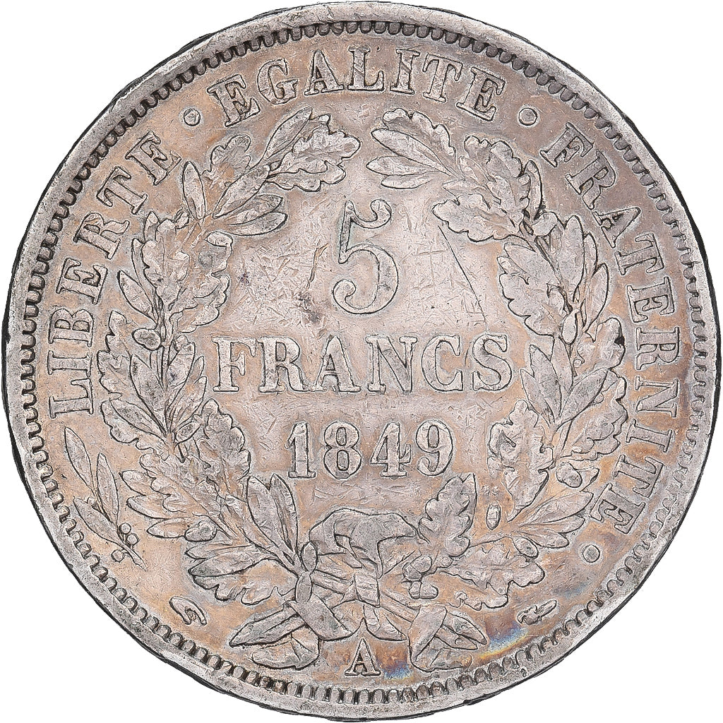 France, 5 Francs, Cérès, 1849, Paris, Argent, TTB, Gadoury:719, KM:761.1