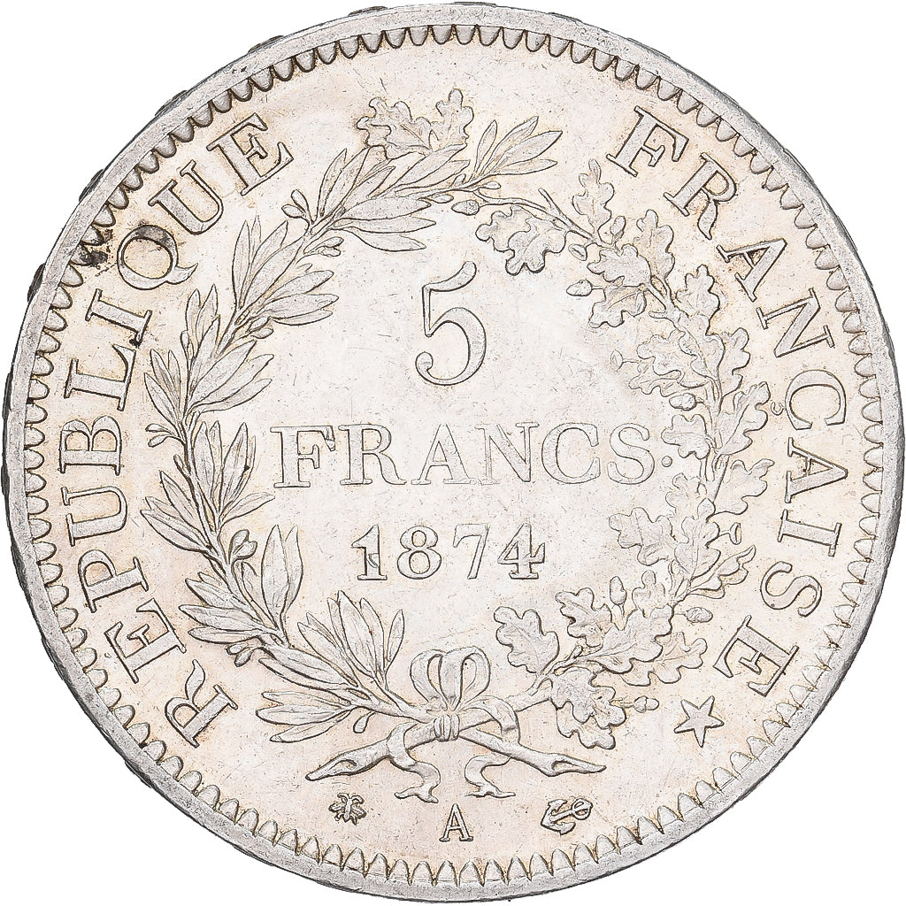 Francja, 5 Francs, Hercule, 1874, Paris, Srebro, AU(55-58), Gadoury:745a