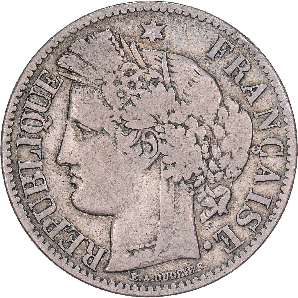 Frankreich, 2 Francs, Cérès, 1870, Bordeaux, Silber, S, Gadoury:529, KM:816.2