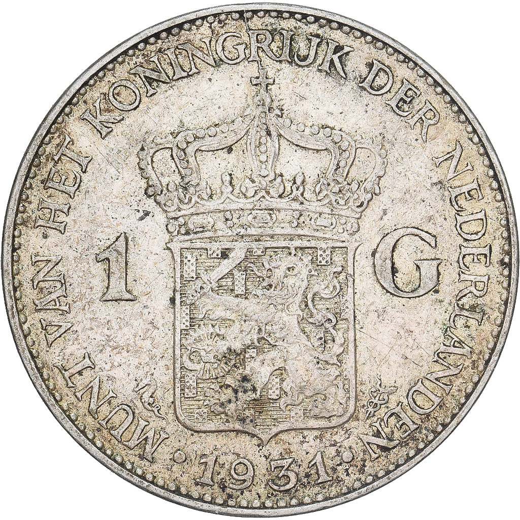 Países Bajos, Wilhelmina I, Gulden, 1931, Utrecht, Plata, MBC+, KM:161.1