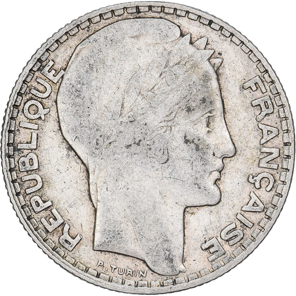 Francia, 10 Francs, Turin, 1930, Paris, fautée - désaxée, Argento, MB+