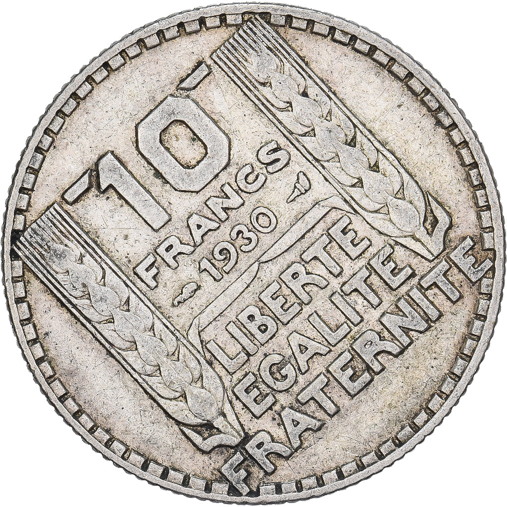 Francia, 10 Francs, Turin, 1930, Paris, fautée - désaxée, Argento, MB+