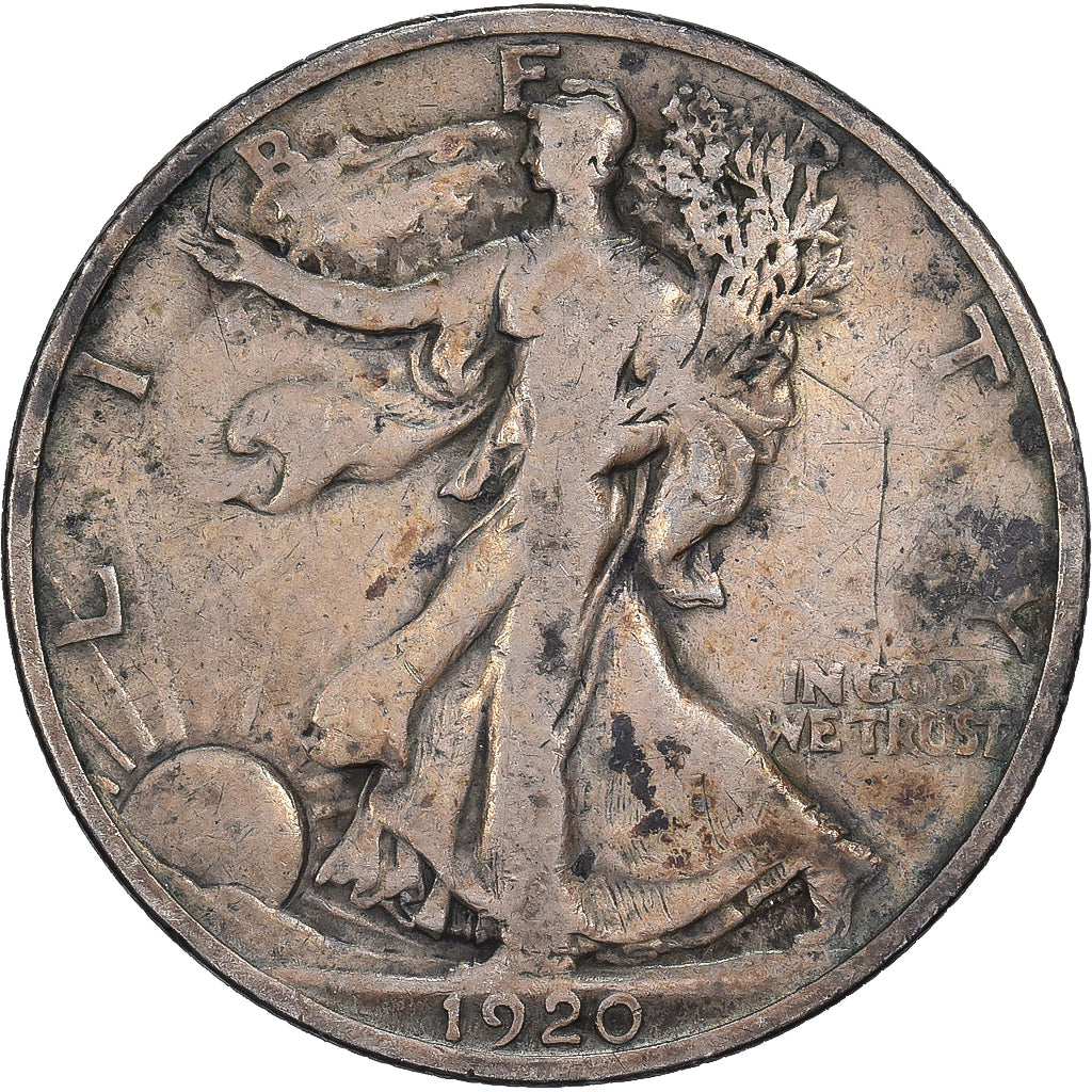 États-Unis, Half Dollar, Walking Liberty, 1920, Philadelphie, Argent, B+