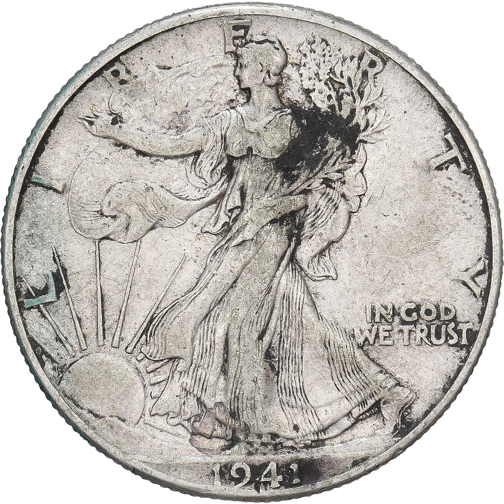 États-Unis, Half Dollar, Walking Liberty, 1941, Philadelphie, Argent, TB
