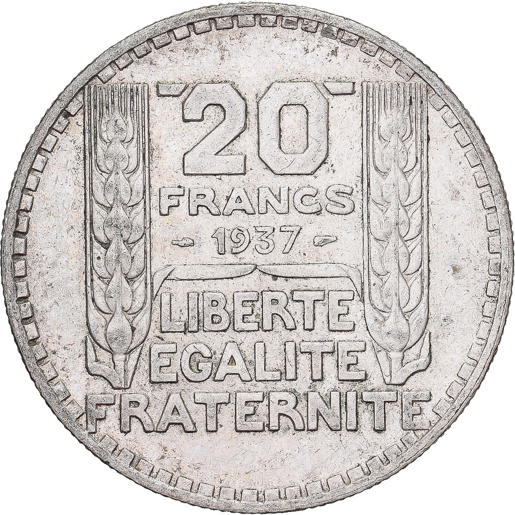 Frankreich, 20 Francs, Turin, 1937, Paris, Silber, SS, Gadoury:852, KM:879
