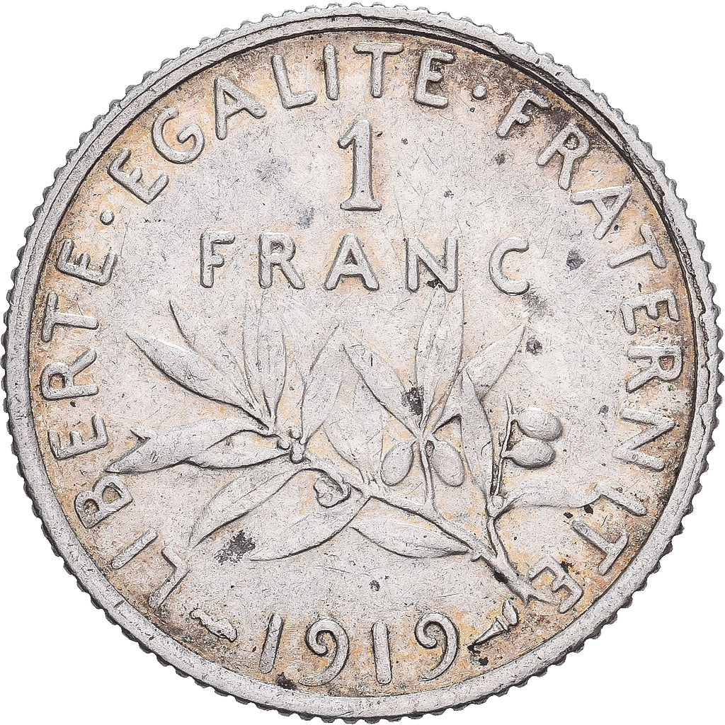 França, Franc, Semeuse, 1919, Paris, Error / fauté, Prata, EF(40-45)