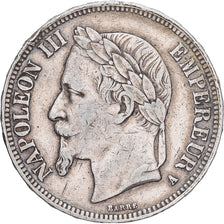 França, 5 Francs, Napoléon III, 1867, Paris, Prata, EF(40-45), Gadoury:739
