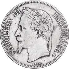 France, 5 Francs, Napoléon III, 1867, Strasbourg, Silver, VF(30-35)