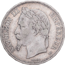 France, 5 Francs, Napoléon III, 1869, Strasbourg, Silver, VF(30-35)