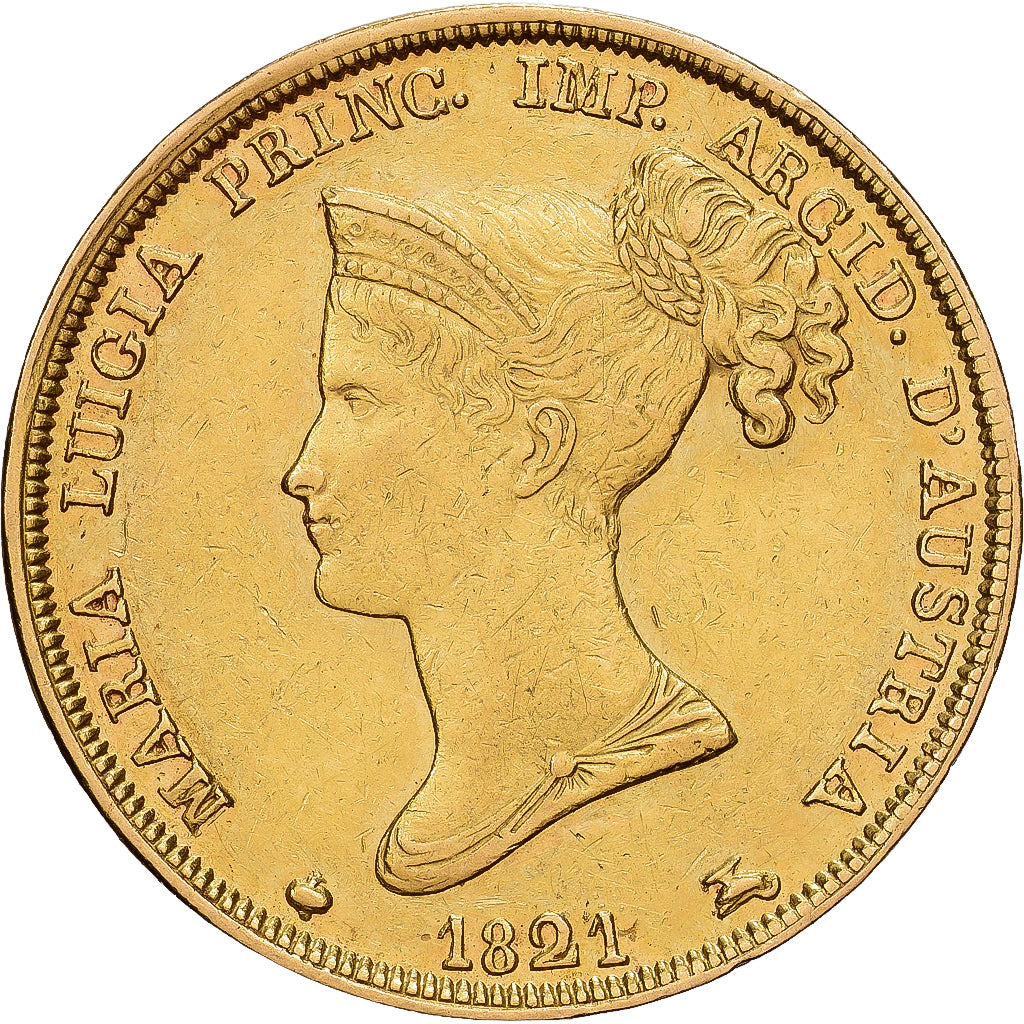 STATI ITALIANI, PARMA, Maria Luigia, 40 Lire, 1821, Parma, Oro, BB, KM:32