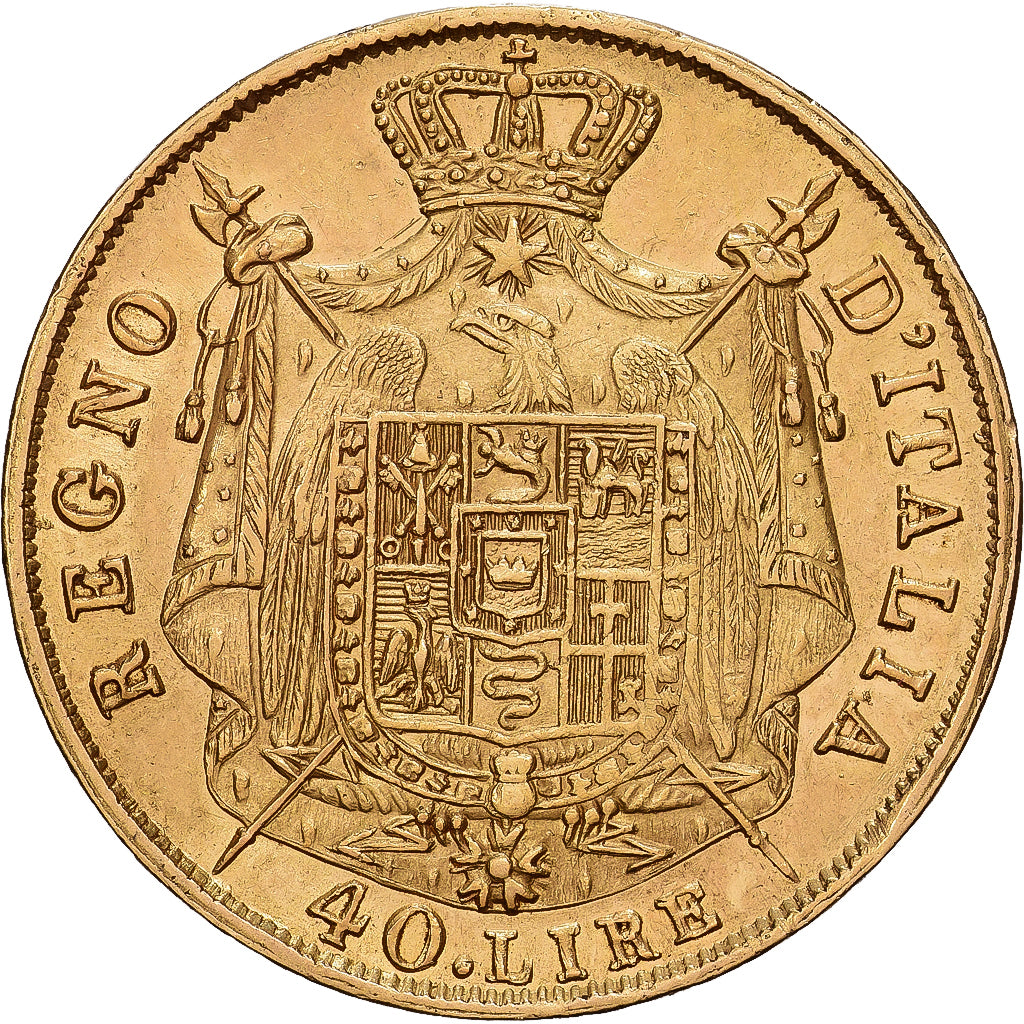 Estados italianos, KINGDOM OF NAPOLEON, Napoleon I, 40 Lire, 1810, Milan, Oro