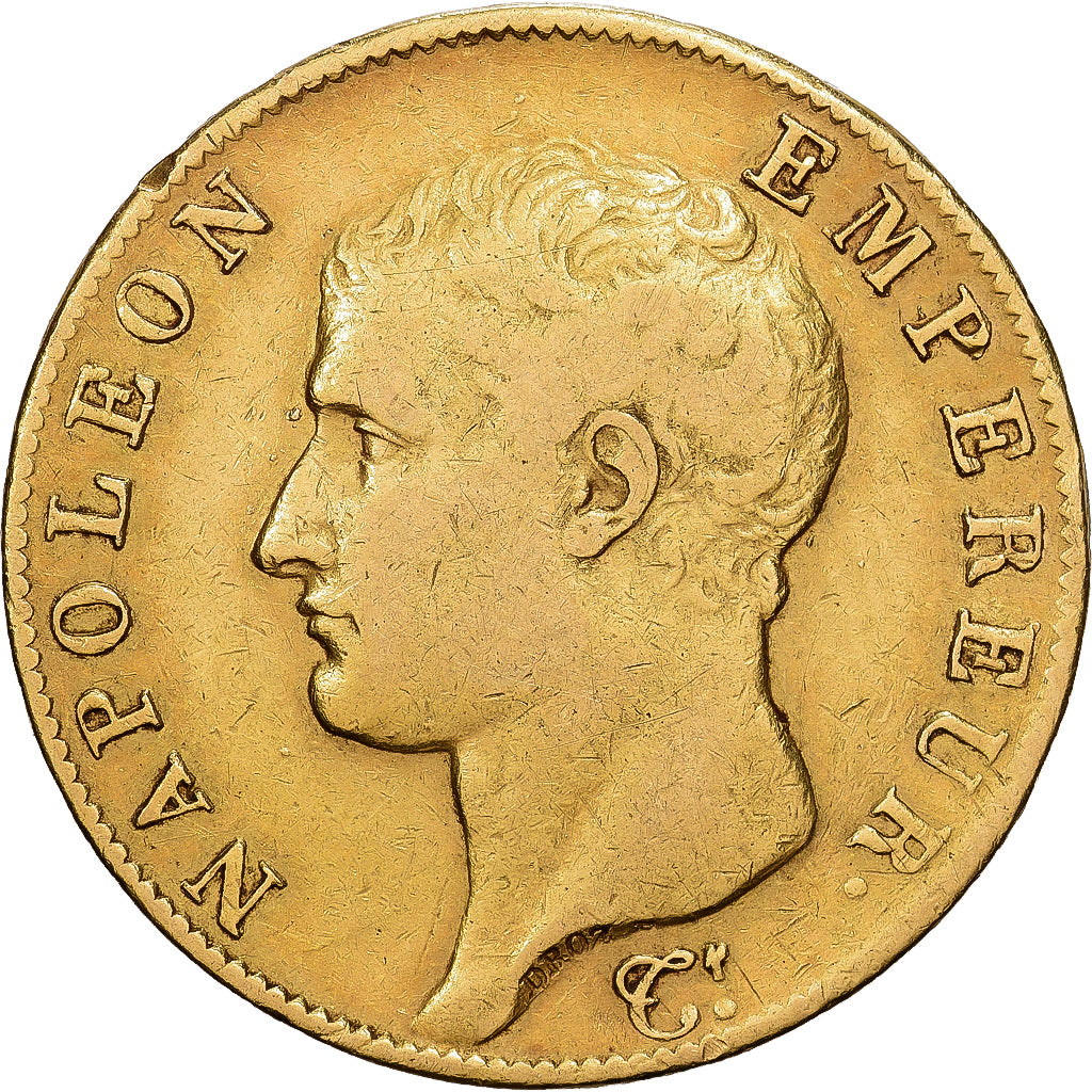 França, 40 Francs, Napoléon I, AN 13, Paris, Dourado, VF(30-35), Gadoury:1081