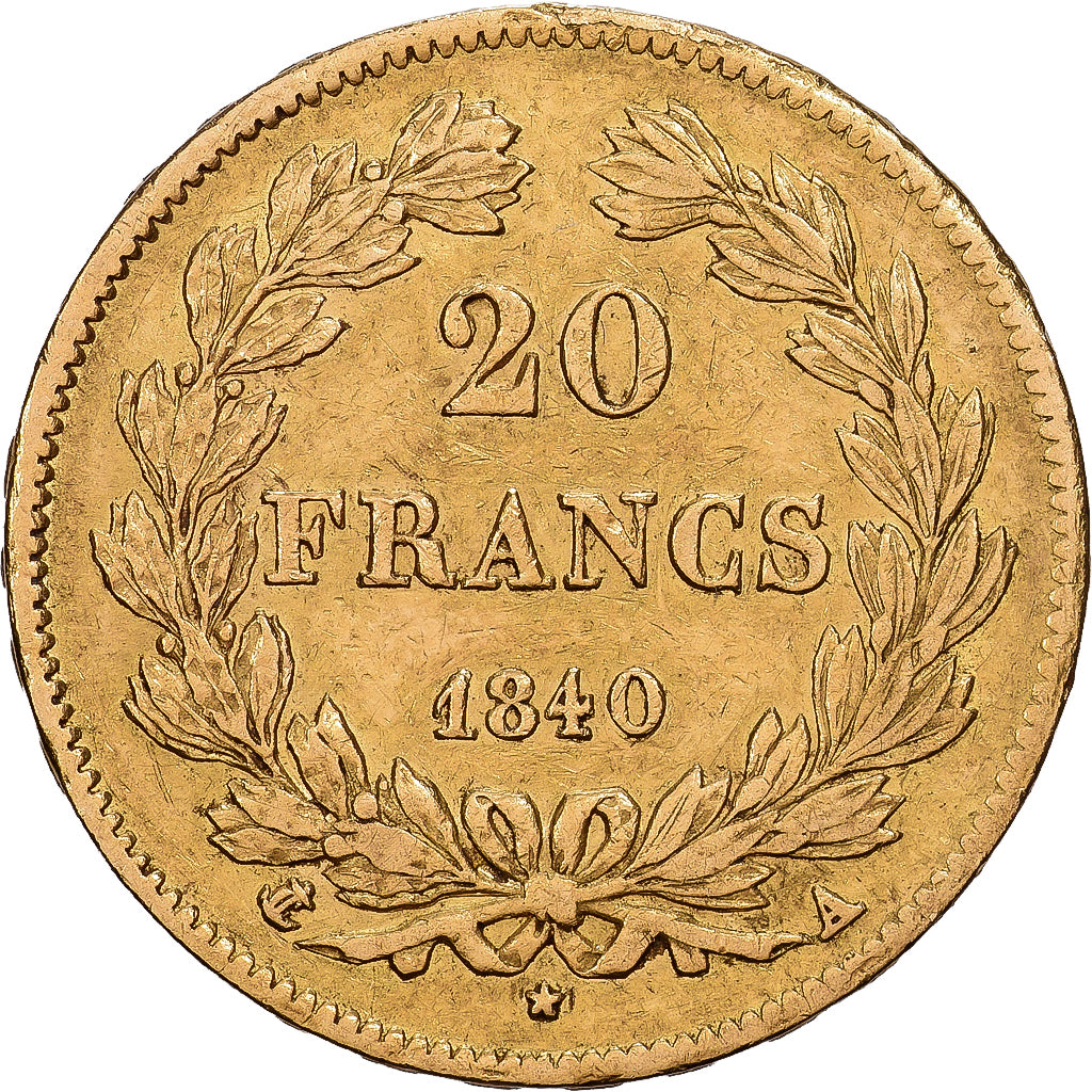 France, Louis-Philippe, 20 Francs, 1840, Paris, Gold, EF(40-45), Gadoury:1031