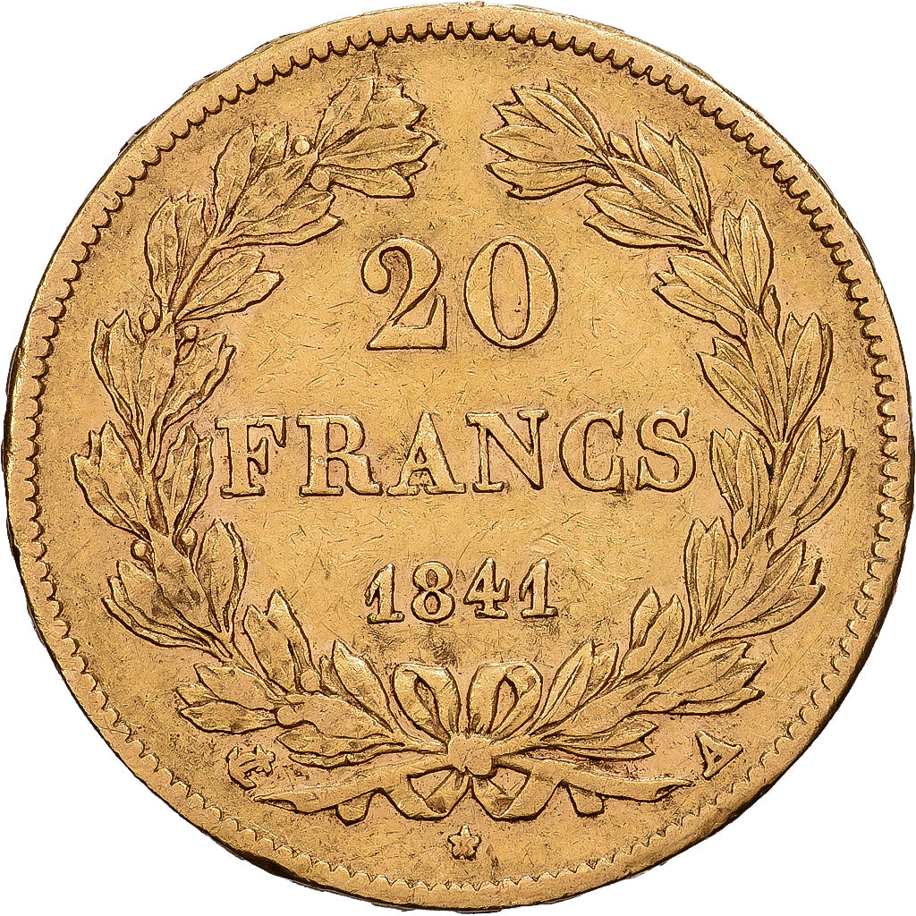 Francja, 20 Francs, Louis-Philippe, 1841, Paris, Złoto, EF(40-45)
