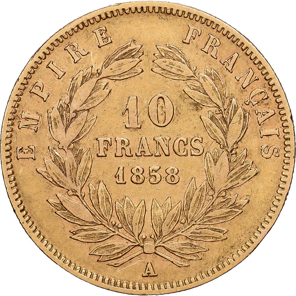 Frankreich, 10 Francs, Napoléon III, 1858, Paris, Gold, S+, Gadoury:1014