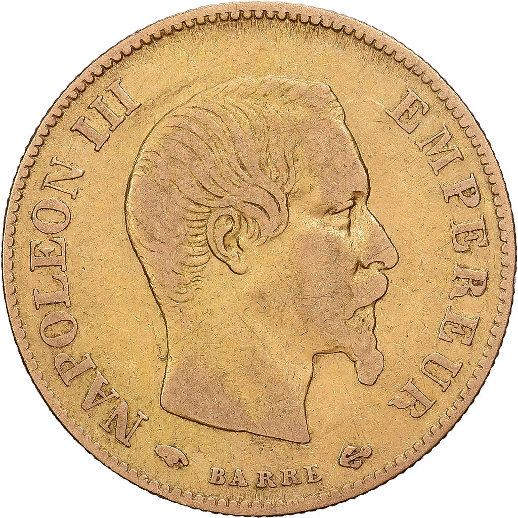 Francja, 10 Francs, Napoléon III, 1860, Paris, Złoto, VF(30-35), Gadoury:1014