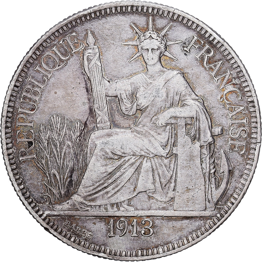 Indocia Francese, Piastre, 1913, Paris, Argento, BB+, KM:5a.1