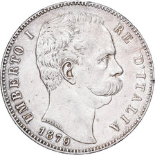 Italy, Umberto I, 5 Lire, 1879, Rome, Silver, AU(50-53), KM:20