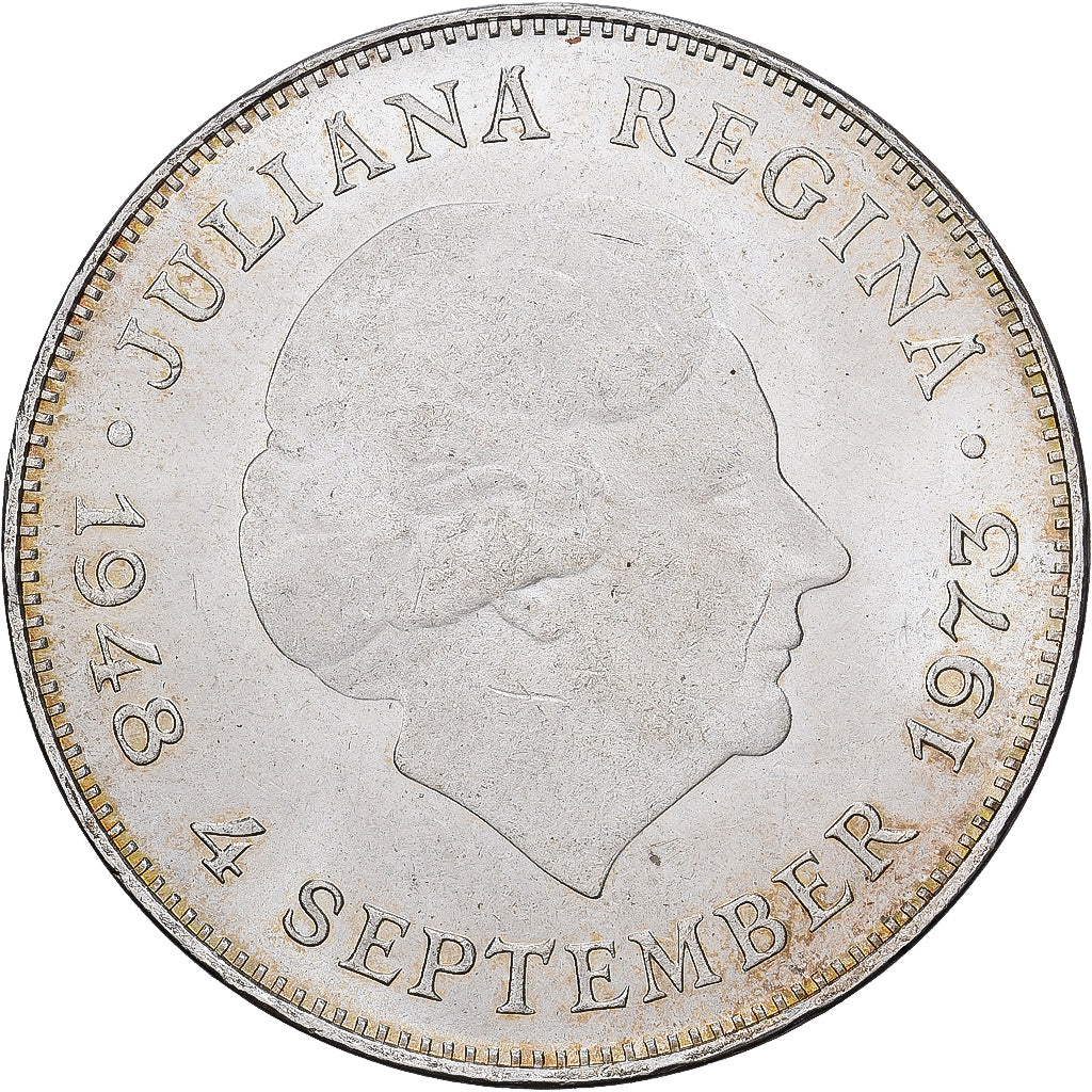 Nederland, Juliana, 10 Gulden, 1973, Utrecht, Zilver, PR+, KM:196