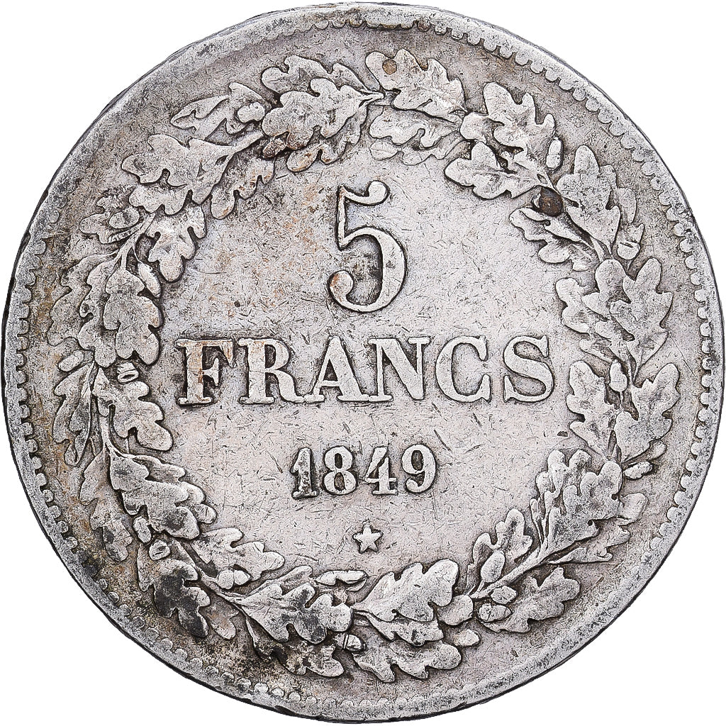 Belgium, Leopold I, 5 Francs, 5 Frank, 1849, Bruxelles, Silver, EF(40-45)