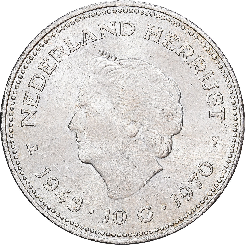 Nederland, Juliana, 10 Gulden, 1970, Utrecht, Zilver, PR, KM:195