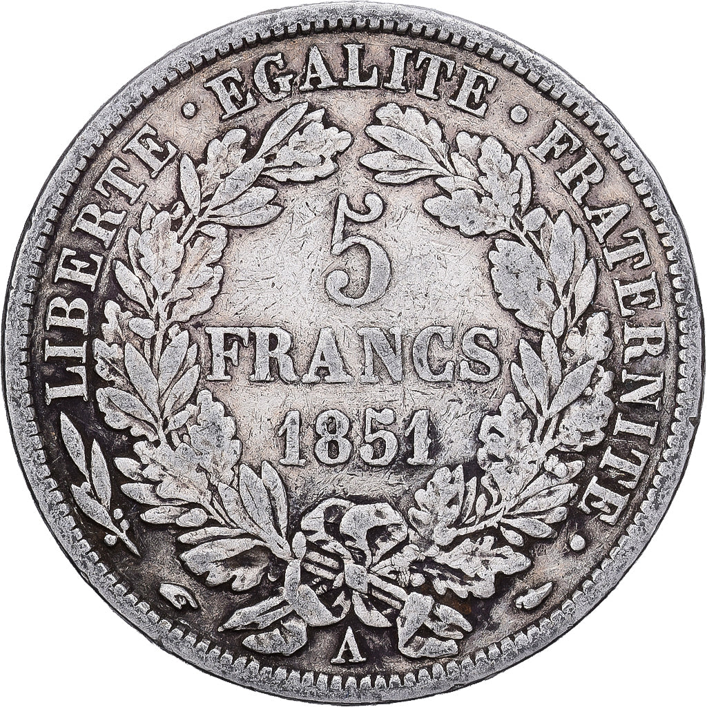 France, 5 Francs, Cérès, 1851, Paris, Silver, VF(30-35), KM:761.1