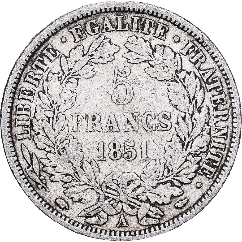 France, 5 Francs, Cérès, 1851, Paris, Silver, VF(30-35), KM:761.1