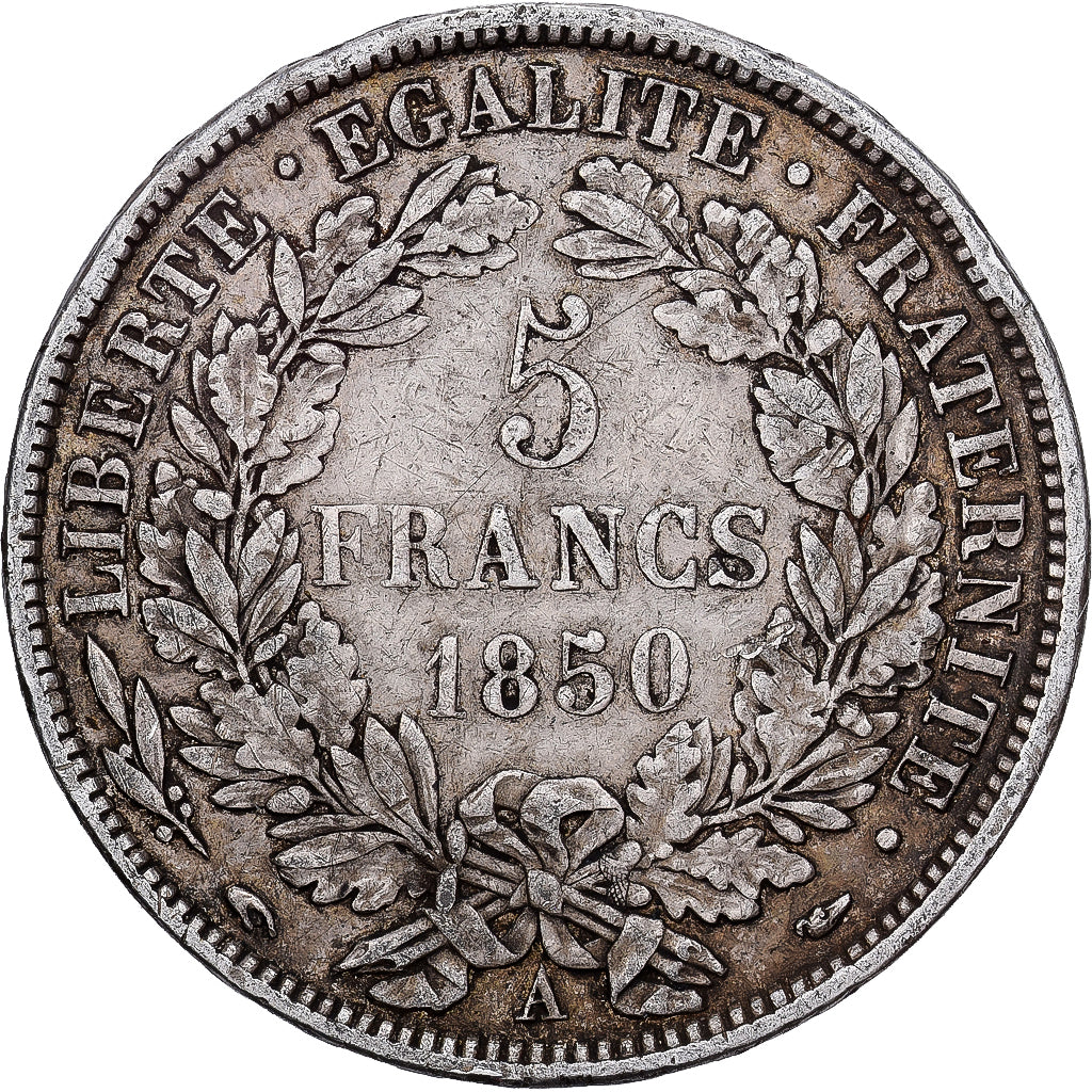 France, 5 Francs, Cérès, 1850, Paris, Silver, VF(20-25), KM:761.1