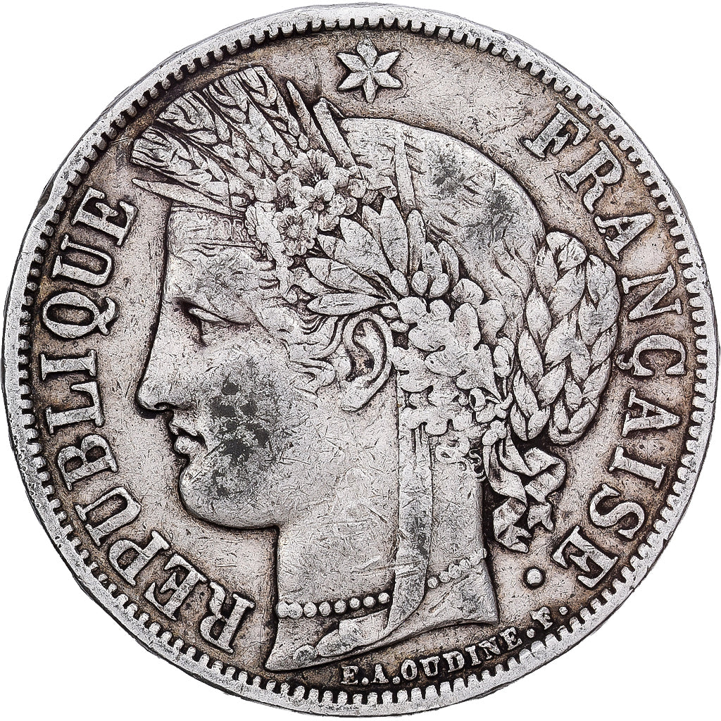 France, 5 Francs, Cérès, 1870, Paris, Silver, VF(20-25), KM:819