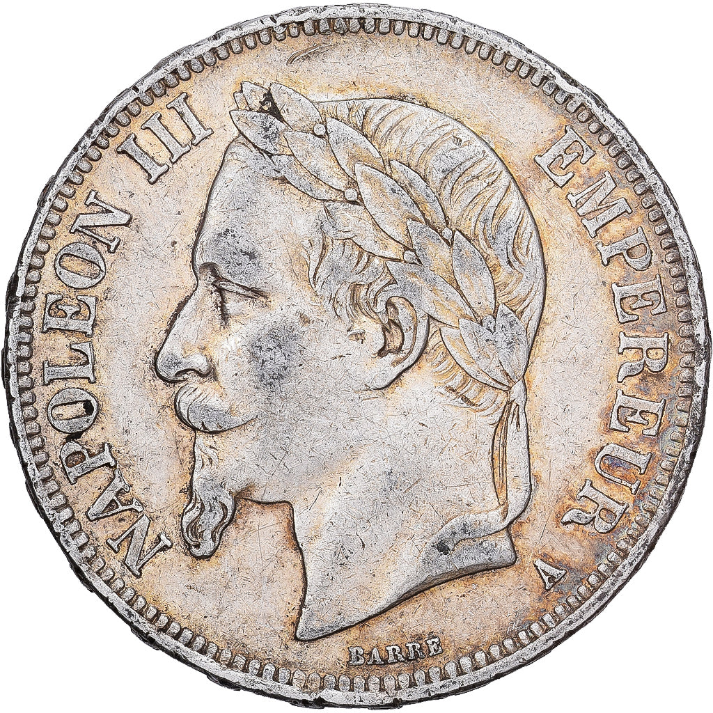 Francja, Napoleon III, 5 Francs, Napoléon III, 1868, Paris, Srebro, EF(40-45)