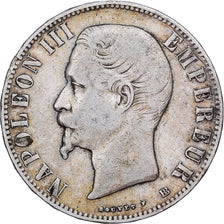 France, Napoleon III, 5 Francs, Napoléon III, 1855, Strasbourg, Silver