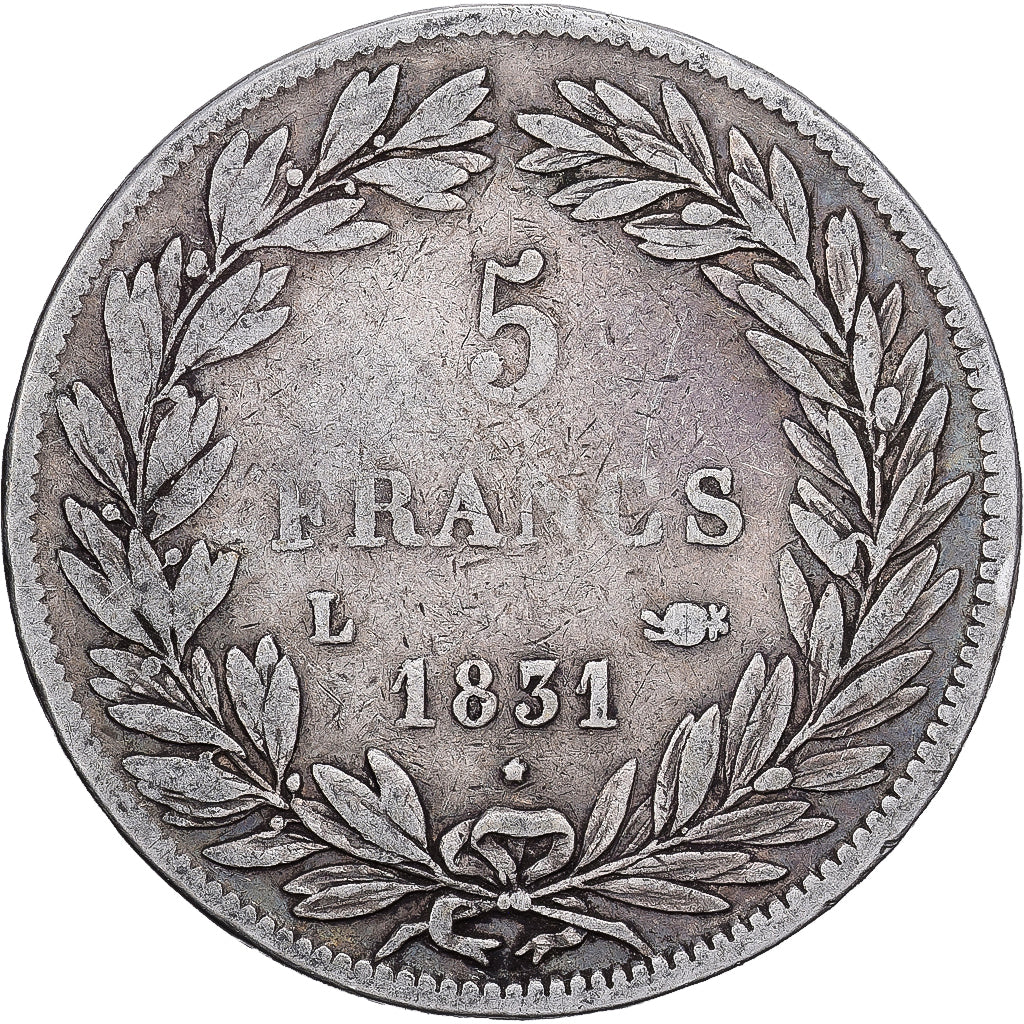 Francia, 5 Francs, Louis-Philippe, 1831, Bayonne, Plata, BC, KM:735.8