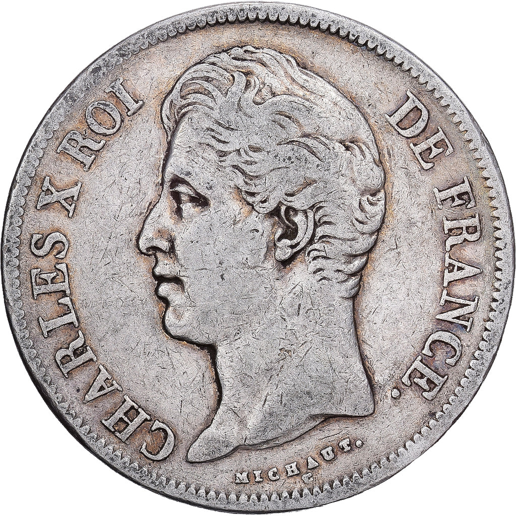 Francja, 5 Francs, Charles X, 1829, Paris, Srebro, VF(20-25), KM:728.1
