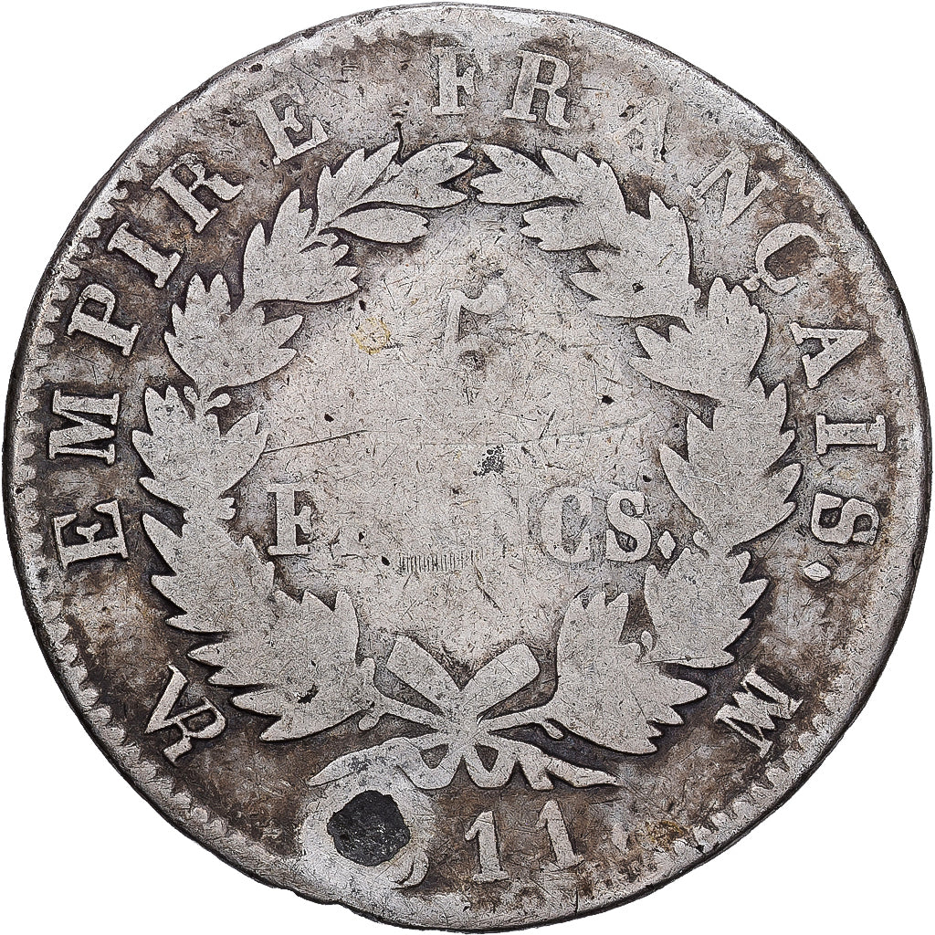 Francia, 5 Francs, Napoléon I, 1811, Marseille, Plata, RC, KM:694.11