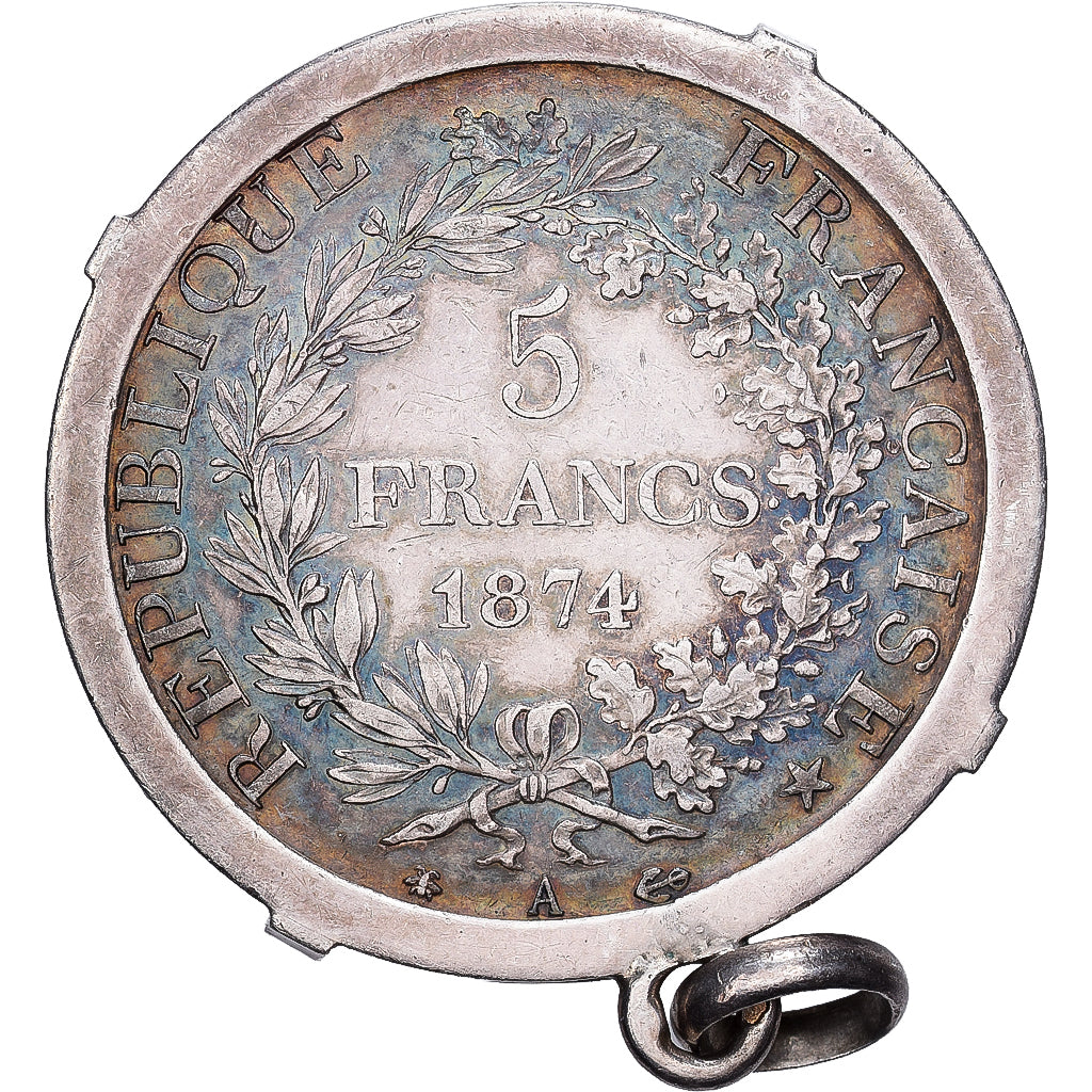 Francia, 5 Francs, Hercule, 1874, Paris, Plata, BC+, KM:820.1