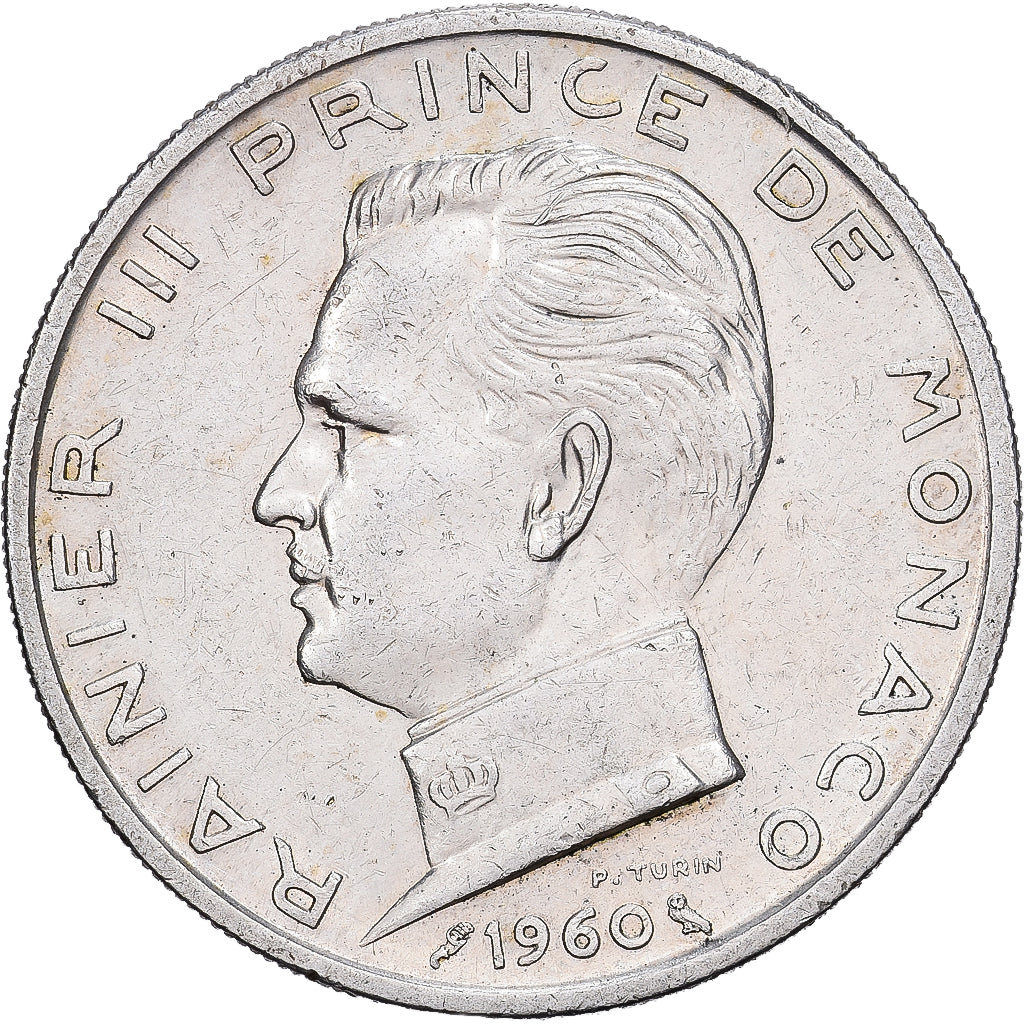 Monaco, Rainier III, 5 Francs, 1960, Paris, Argent, TTB, KM:141