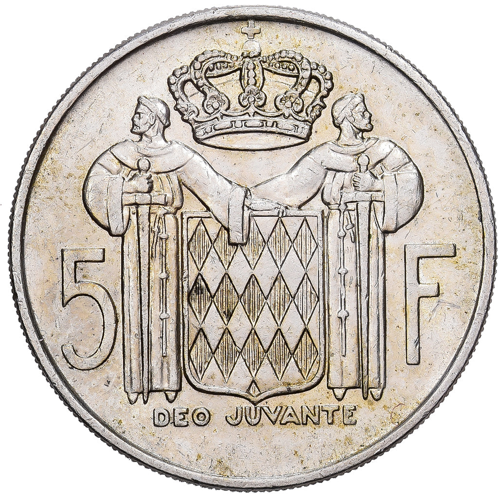 Monaco, Rainier III, 5 Francs, 1966, Paris, Srebro, EF(40-45), KM:141