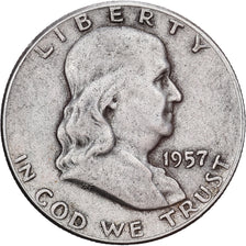 USA, Half Dollar, Franklin, 1957, Philadelphia, Srebro, VF(20-25), KM:199