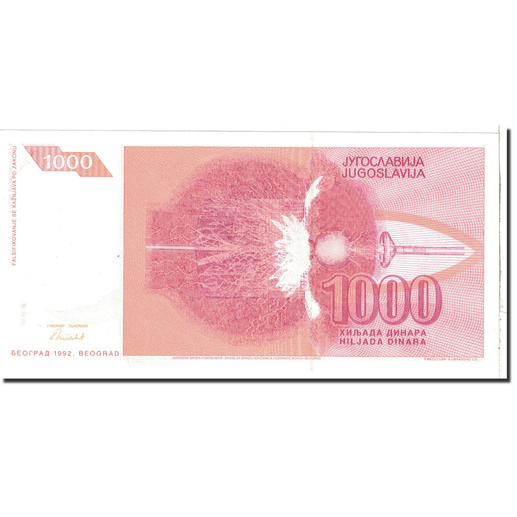 Banknote, Yugoslavia, 1000 Dinara, 1992, Undated, KM:114, UNC(65-70)