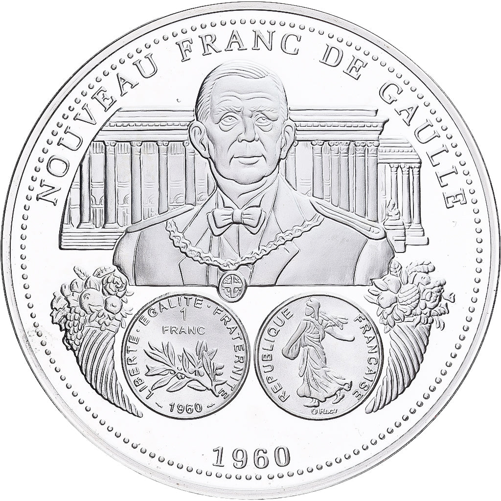 Francja, medal, Nouveau Franc De Gaulle, Srebro, MS(65-70)