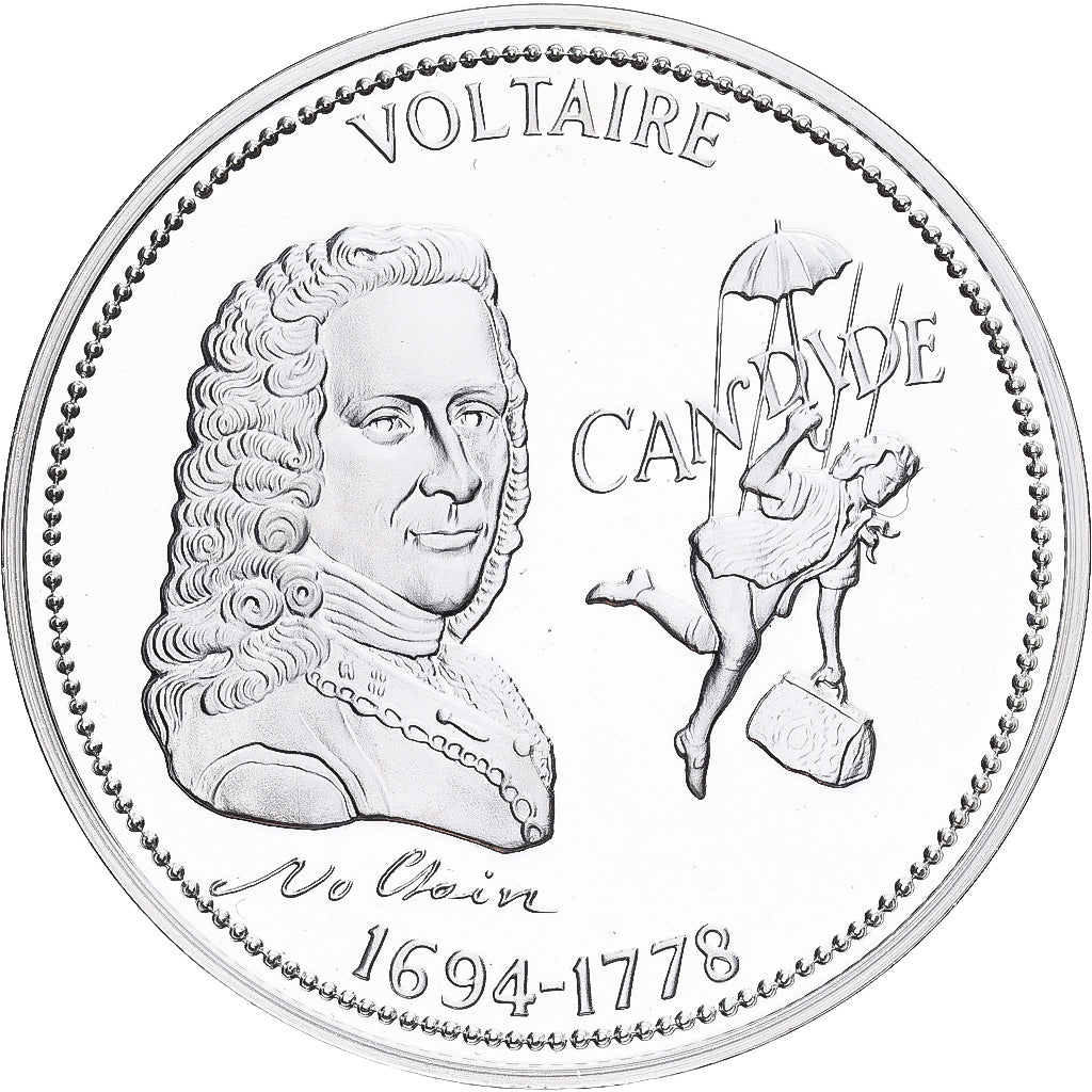Francja, medal, Voltaire, Srebro, MS(65-70)