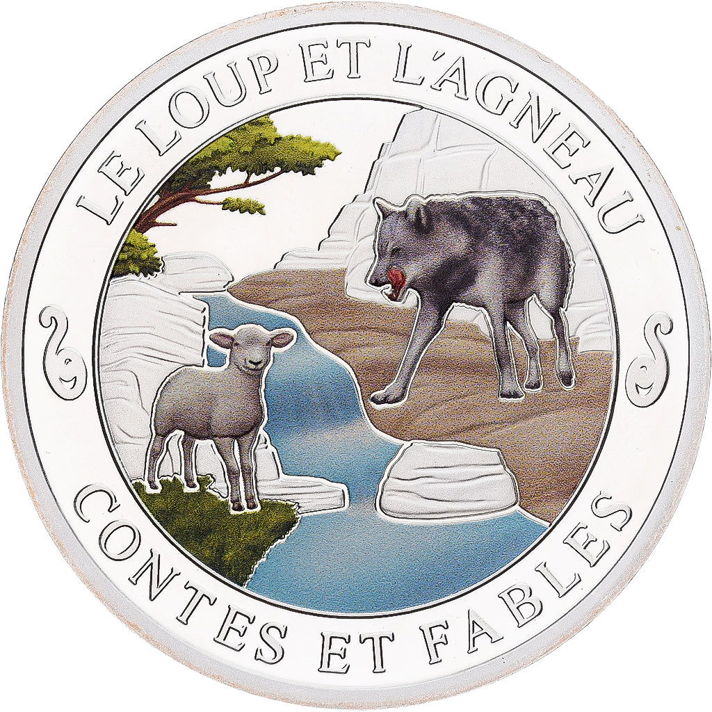 France, Medal, Contes et Fables, Le Loup et l'Agneau, Silver, MS(65-70)