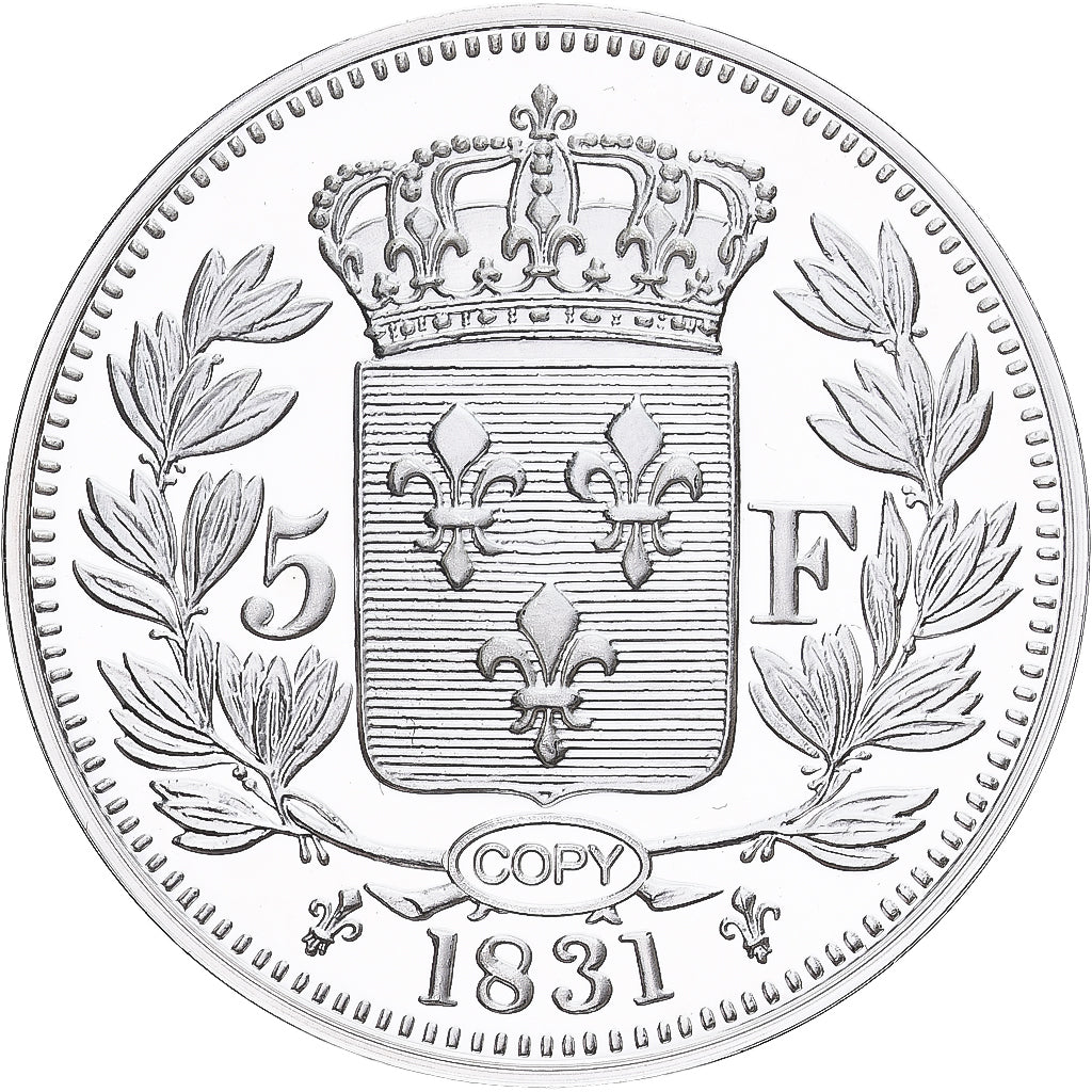 Francia, medaglia, Reproduction de la 5 Francs Henri V 1831, Argento, FDC